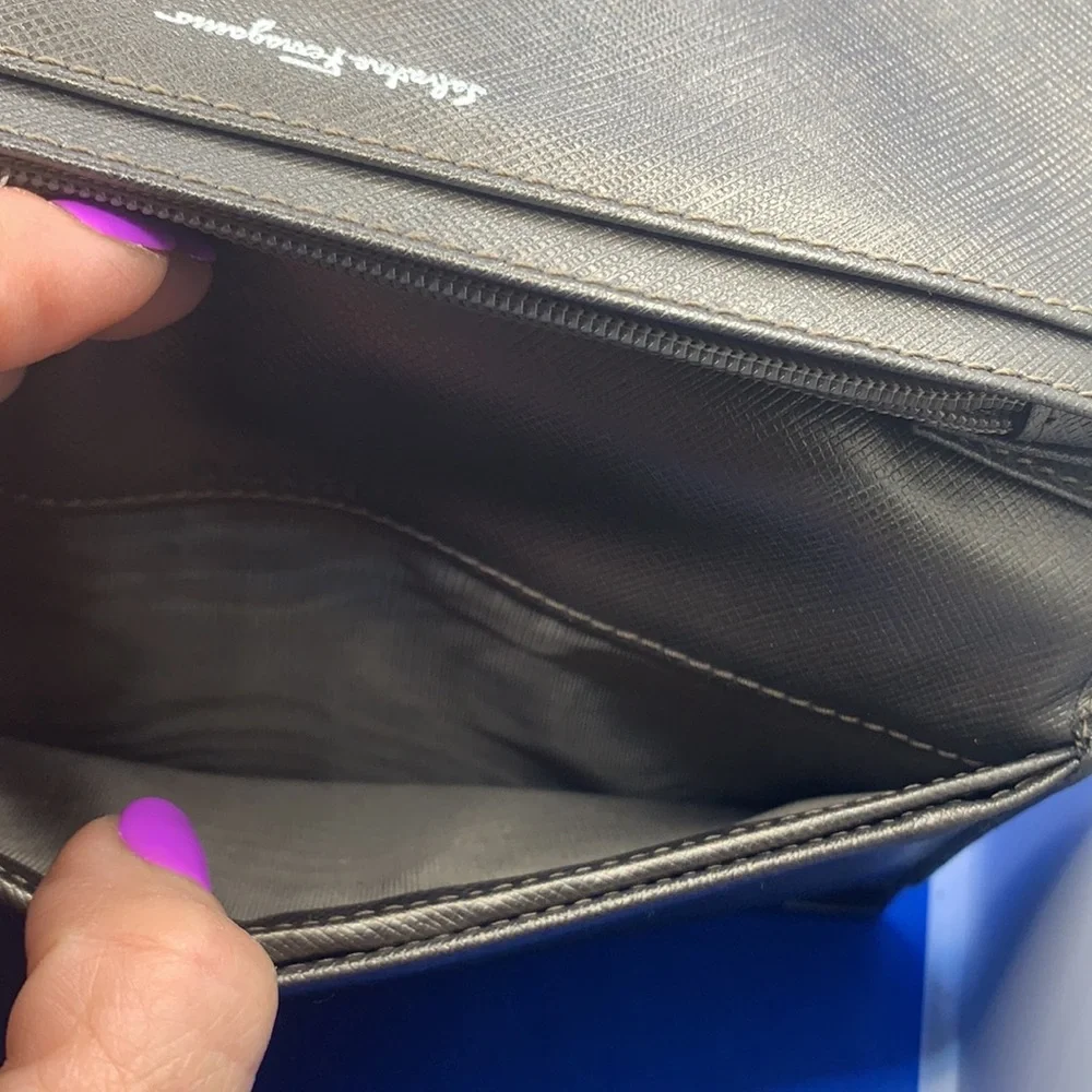 💗SALE💗 Salvatore Ferragamo‎ leather wallet steel gray Grey